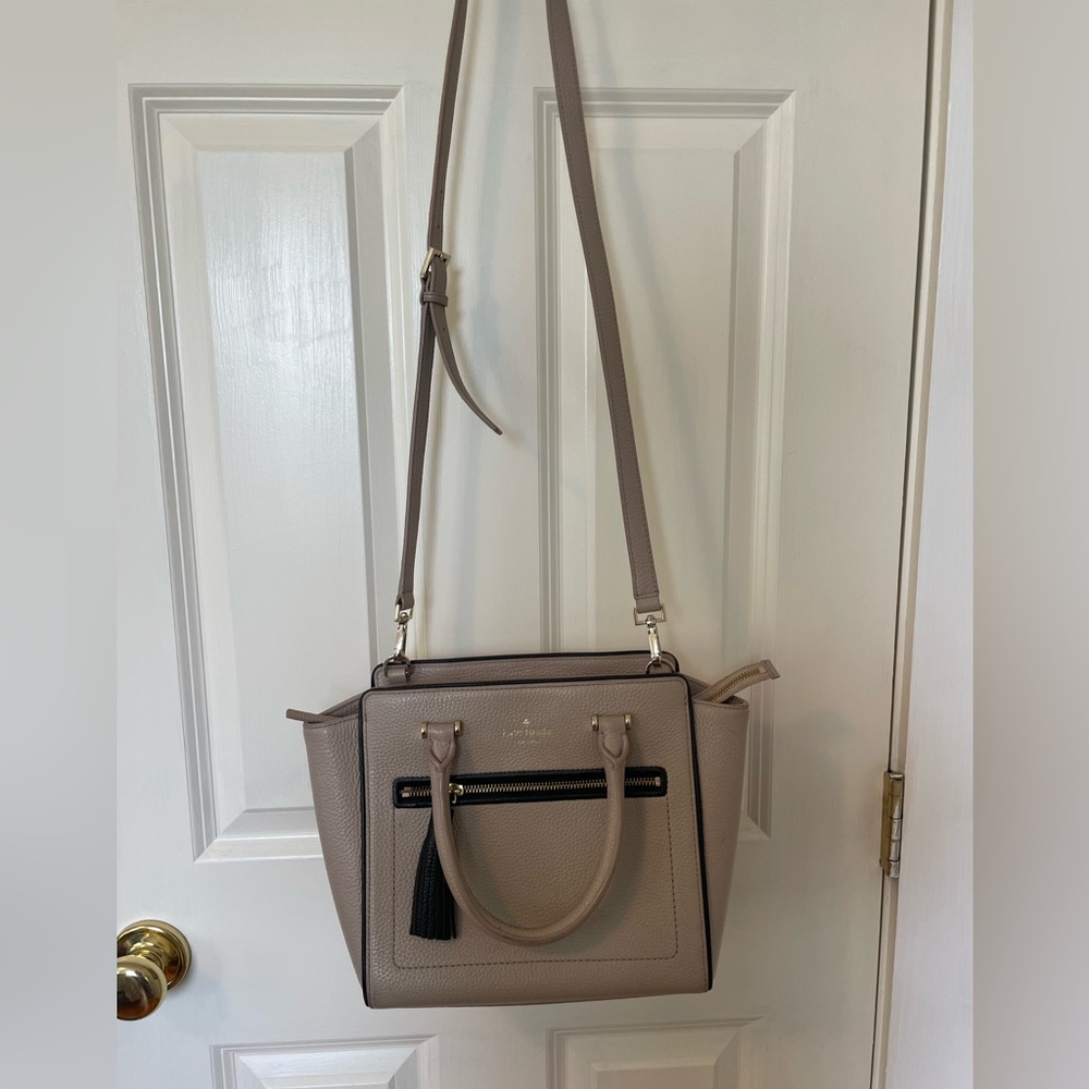 Kate Spade Taupe Crossbody Bag with Black Accents